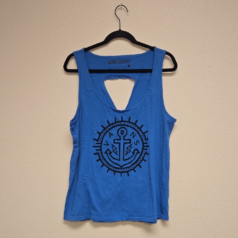 CLEARANCE Vans Bright Blue Cut Out Anchor Tank Top